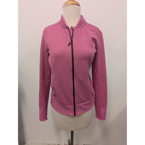 Salomon Jackets & Blazers - Salomon Pink Track Lightweight Wool Blend Jacket sz M Outdoor Full Zip Mock Neck